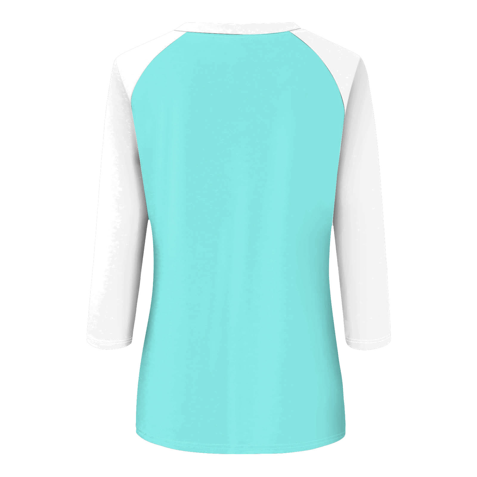 thumbnail image 5 of Camiseta raglán de manga 3/4 para mujer: cuello redondo, estampado informal, versátil para todas las estaciones (S-XXL), 5 of 5